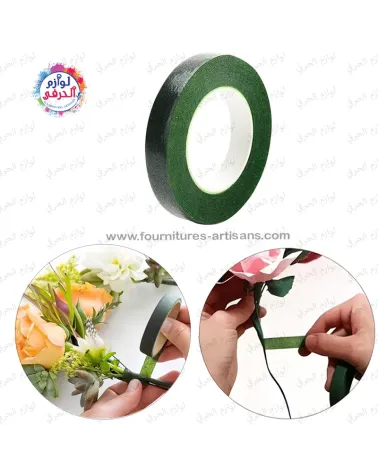 Ruban floral adhésif vert création bouquets, emballage fleurs, décoration florale