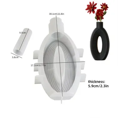 Moule silicone vase ovale rayures