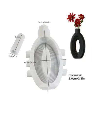 Moule silicone vase ovale rayures