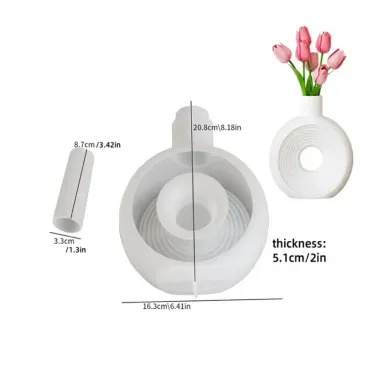 Moule silicone vase rond rayures