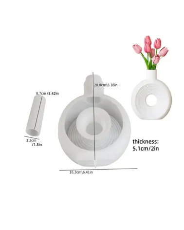 Moule silicone vase rond rayures