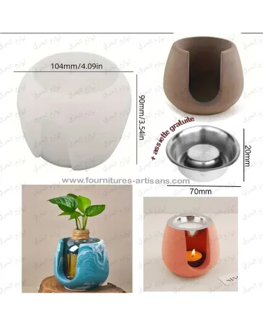 Moule pot porte encens avec Tamis_conique D11cm/H9cm