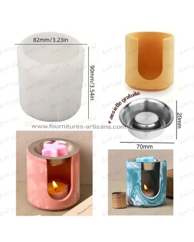 Moule pot porte encens avec tamis cylindrique 8cm/9cm