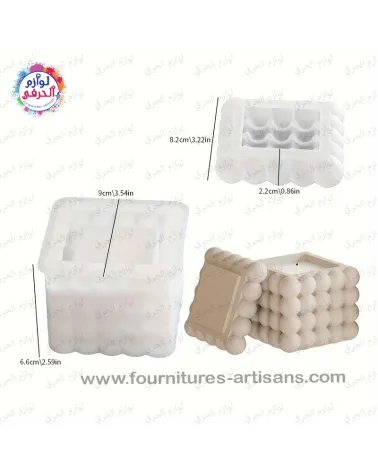 Moule en Silicone Boîte Cube à Bulles avec Couvercle – 9 × 9 cm | Résine, Plâtre & Béton DIY