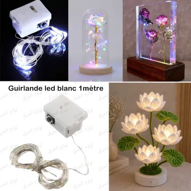 Guirlande lumière blanche fil led cuivre à pile 1m