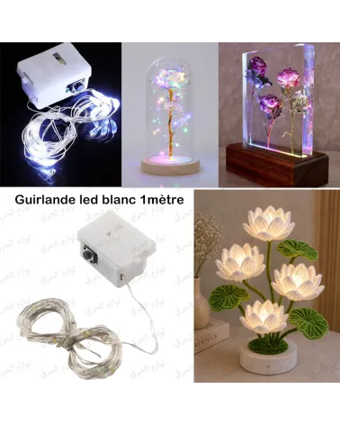 Guirlande lumière blanche fil led cuivre à pile 1m