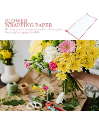 Lot de 2 Feuilles de Papier d'Emballage BOPP Imperméable pour Bouquets de Fleurs – Bordure à Bande Rouge – 58 x 58 cm