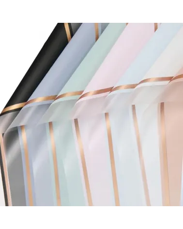 Lot de 2 Feuilles de Papier Cadeau Floral Imperméable Translucide Vintage – Bordure Transparente Bronze – 58 x 58 cm