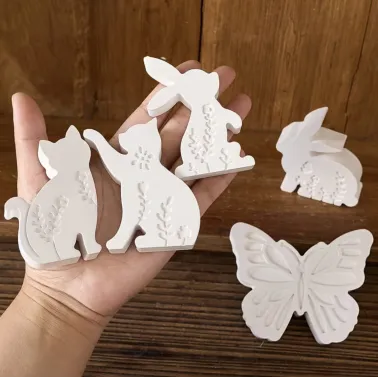 Lot 6 moules silicone papillons lapin  châton motif floral
