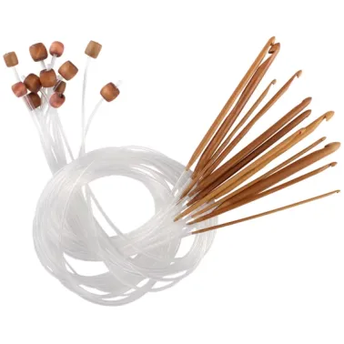 Ensemble de 12 crochets circulaires en bambou pour crochet tunisien – JubileeYarn – Marron carbonisé