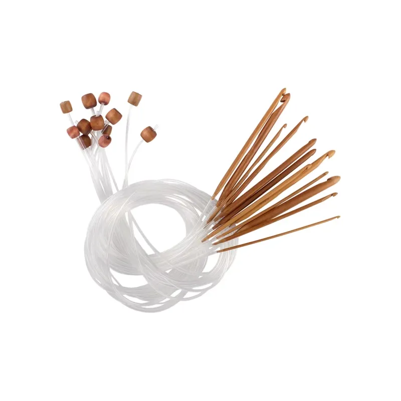 Ensemble de 12 crochets circulaires en bambou pour crochet tunisien – JubileeYarn – Marron carbonisé