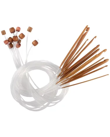 Ensemble de 12 crochets circulaires en bambou pour crochet tunisien – JubileeYarn – Marron carbonisé
