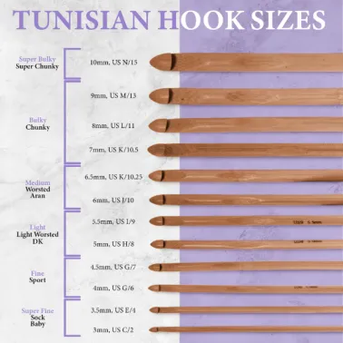 Ensemble de 12 crochets circulaires en bambou pour crochet tunisien – JubileeYarn – Marron carbonisé