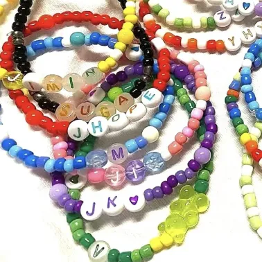 250 pcs Perles rondes coeurs Multi couleur Fluorescent  6mm
