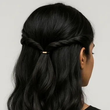 Élastiques à Cheveux Noirs Renforcés avec Connecteur Métallique – Lot de 5 pcs ✨