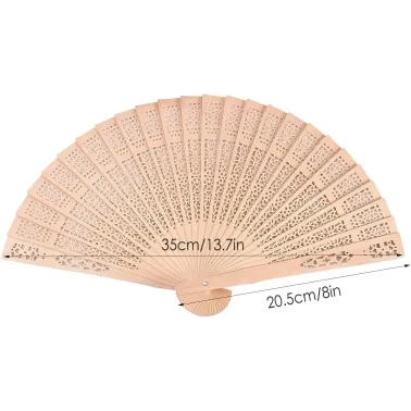 Éventail Pliable en Bois de Santal Parfumé – 20.5 cm Fermé / 35 cm Ouvert ✨
