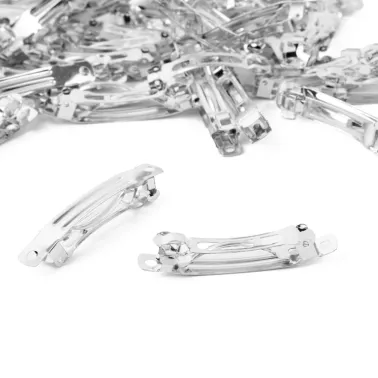 Barrettes à Cheveux Françaises Métalliques Argentées 4 cm pour Nœuds – Lot de 10 pcs ✨