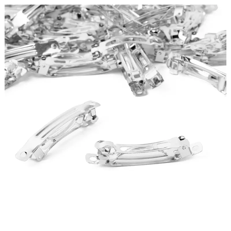 Barrettes à Cheveux Françaises Métalliques Argentées 4 cm pour Nœuds – Lot de 10 pcs ✨
