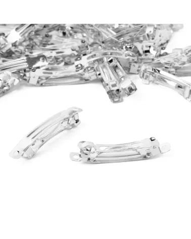 Barrettes à Cheveux Françaises Métalliques Argentées 4 cm pour Nœuds – Lot de 10 pcs ✨