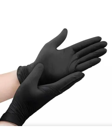 Lot de 100 Gants jetables noirs en vinyle sans latex
