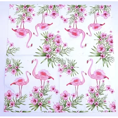Lot 5 papiers découpages_flamants roses&fleurs