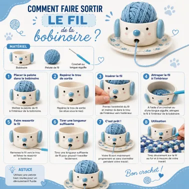 1 pièce Bobinoire en céramique – Porte-pelote pour tricot et crochet