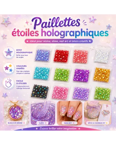 1 sachet Paillettes étoiles holographiques – Décoration créative
