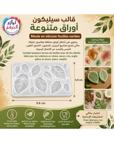 Moule 12 cavités feuilles arbres variées silicone