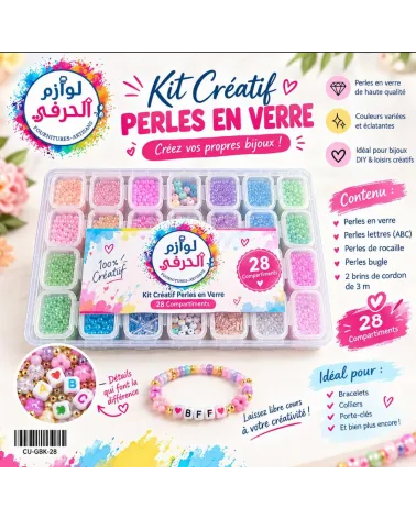 Kit Créatif Perles en Verre – 28 Compartiments