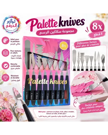 Set 8 couteaux à palette pour peinture – Formes variées