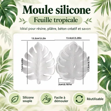 M3_Moule silicone feuille tropicale monstera 17,3cm