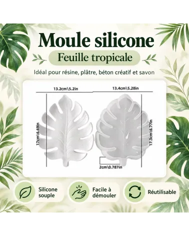 M3_Moule silicone feuille tropicale monstera 17,3cm