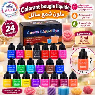 Lot de 24 Colorants Liquides pour Bougies – 24 Couleurs – 5 ml par Flacon