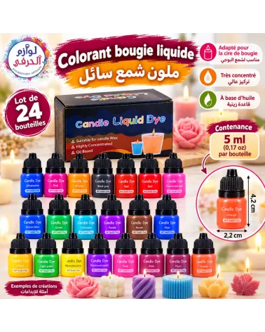 Lot de 24 Colorants Liquides pour Bougies – 24 Couleurs – 5 ml par Flacon