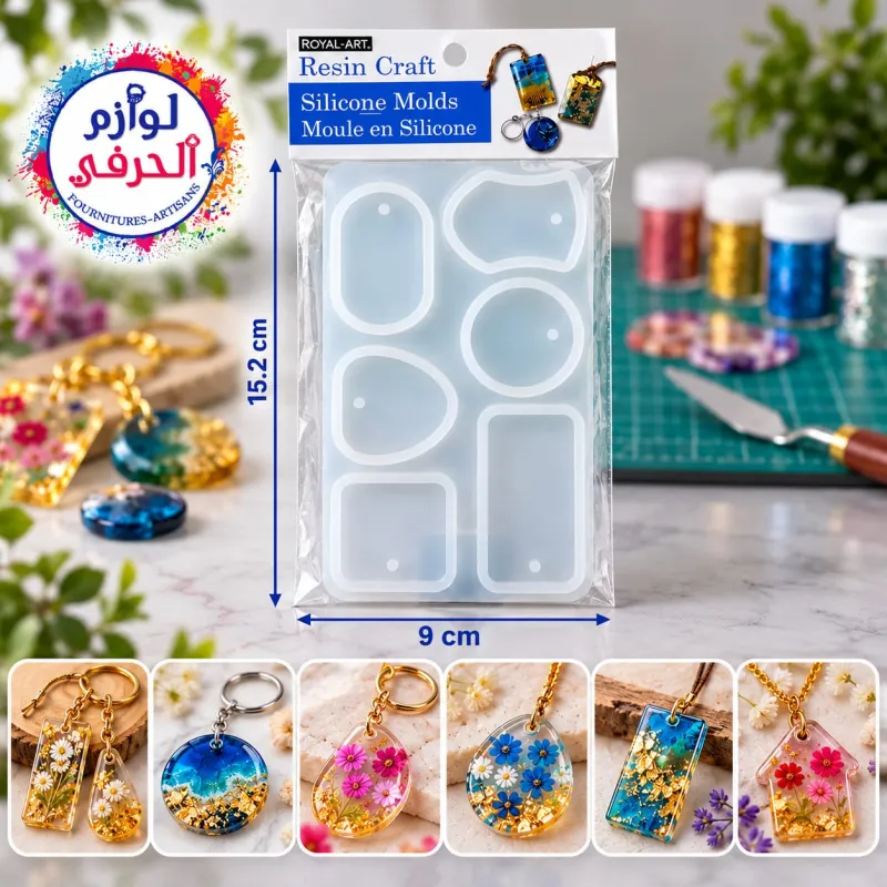 Moule en silicone 6 formes pour porte-clés et pendentifs en résine