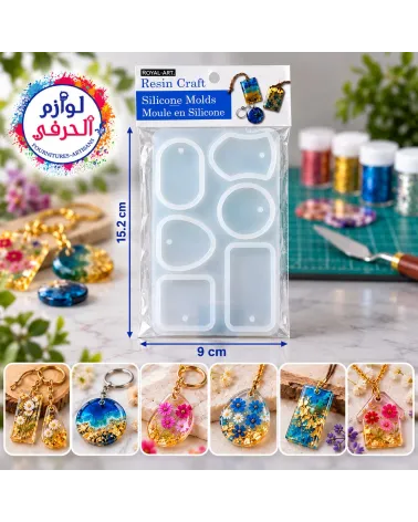 Moule en silicone 6 formes pour porte-clés et pendentifs en résine