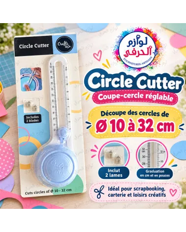 Coupe-Cercle Réglable 10 à 32 cm – Perforateur rond Crafts&Co avec 2 Lames