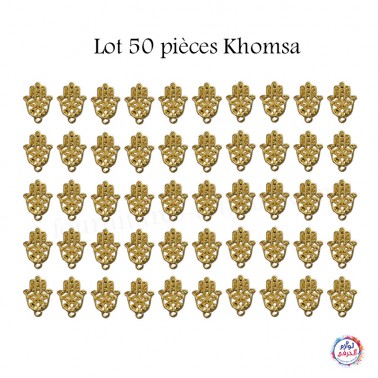 Lot 50 pièces breloques khomsa doré