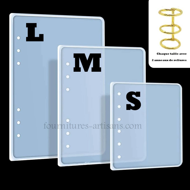 Moule silicone notebook couverture livre & 2 anneaux reliures