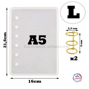 Moule silicone notebook couverture livre & 2 anneaux reliures