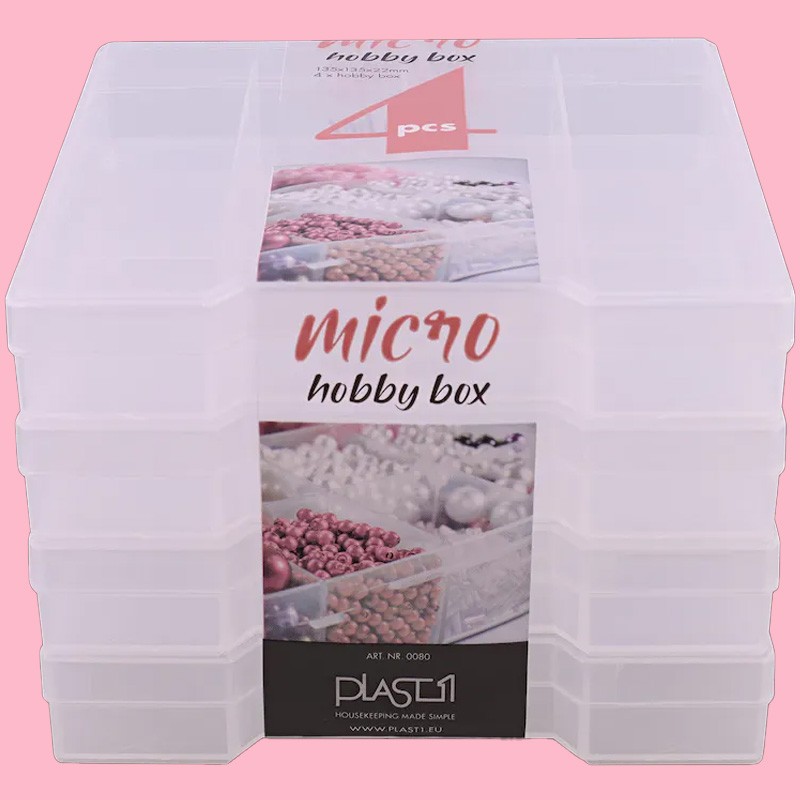 Lot de 4 boites rangements en plastique transparent 13cmx13cm