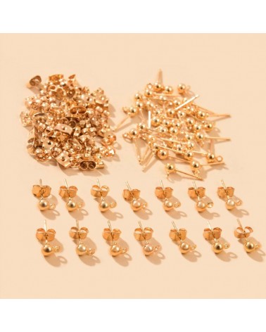 10 paires boucles d'oreilles à tige doré