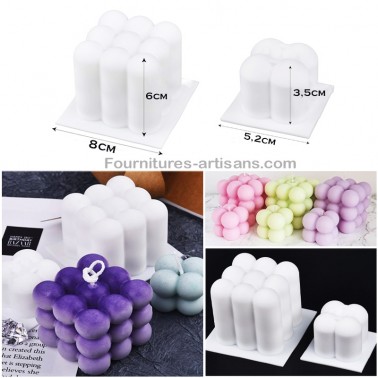 2pcs Moules silicones Bubble bougie cube à bulles (1pcs M + 1pcs S)